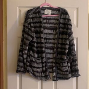 NWOT Cuddl Duds Black and Gray Striped Teddy Jacket